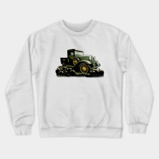 Model A Ford truck with pumpkins in foreground Crewneck Sweatshirt